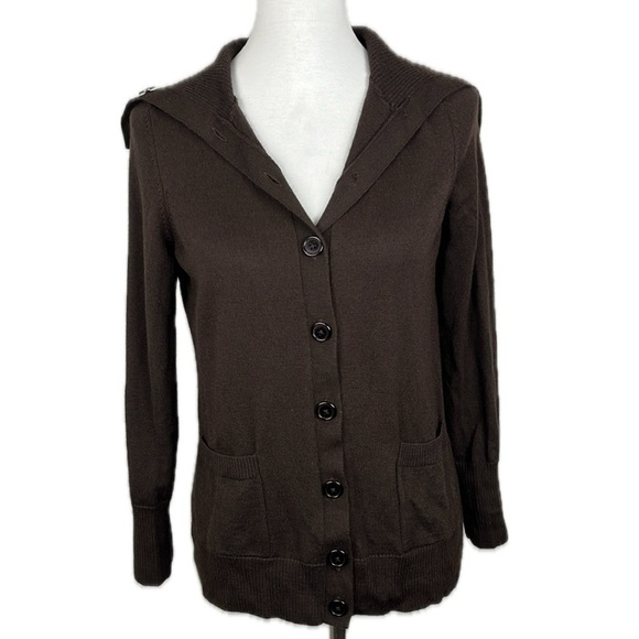 Talbots Merino Wool Sailor Cardigan Sweater Sz MP Preppy Fisherman Nautical Y2K - Picture 1 of 15
